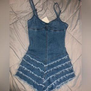Denim Ruffled Romper